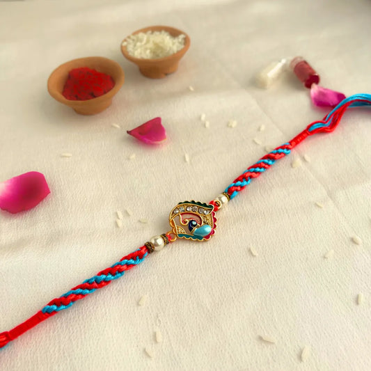 Peacock Meenakari Knot Mauli Rakhi