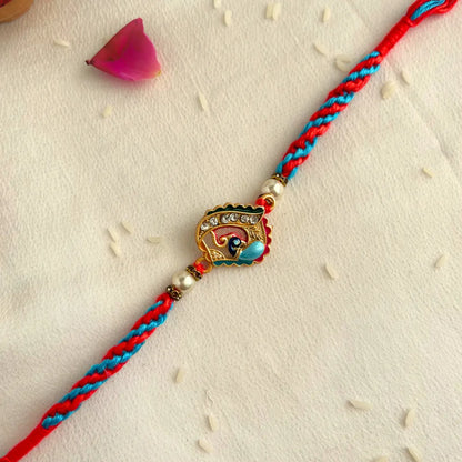 Peacock Meenakari Knot Mauli Rakhi