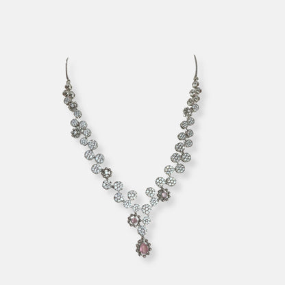 Cubic Zirconia Silver Plated Necklace Set 10025