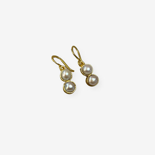 Gold Spirited 18K Plated Contemporary Mother of Pearl Earrings  10087