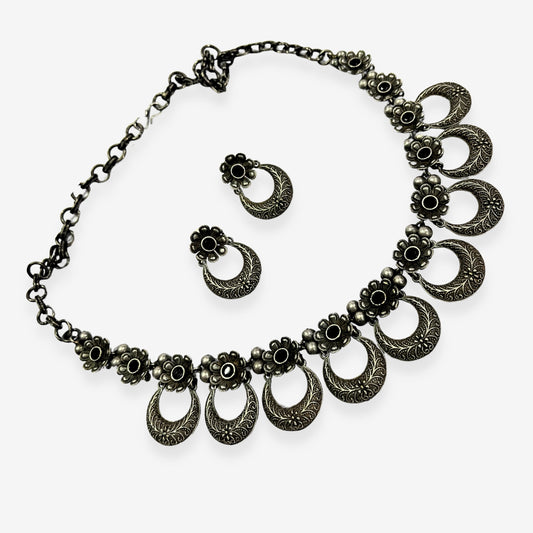 92.5 Silver-Plated Oxidized Necklace 10005