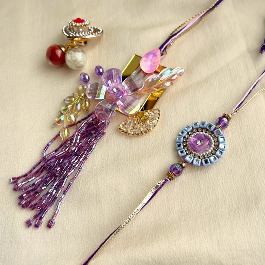 Cutdana Mirror Lumba Rakhi Set