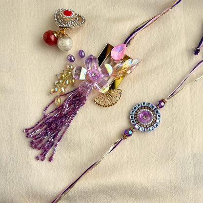 Cutdana Mirror Lumba Rakhi Set