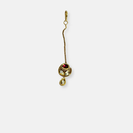 Gold Plated Stone Studded Small Kundan Maang Tika 10005