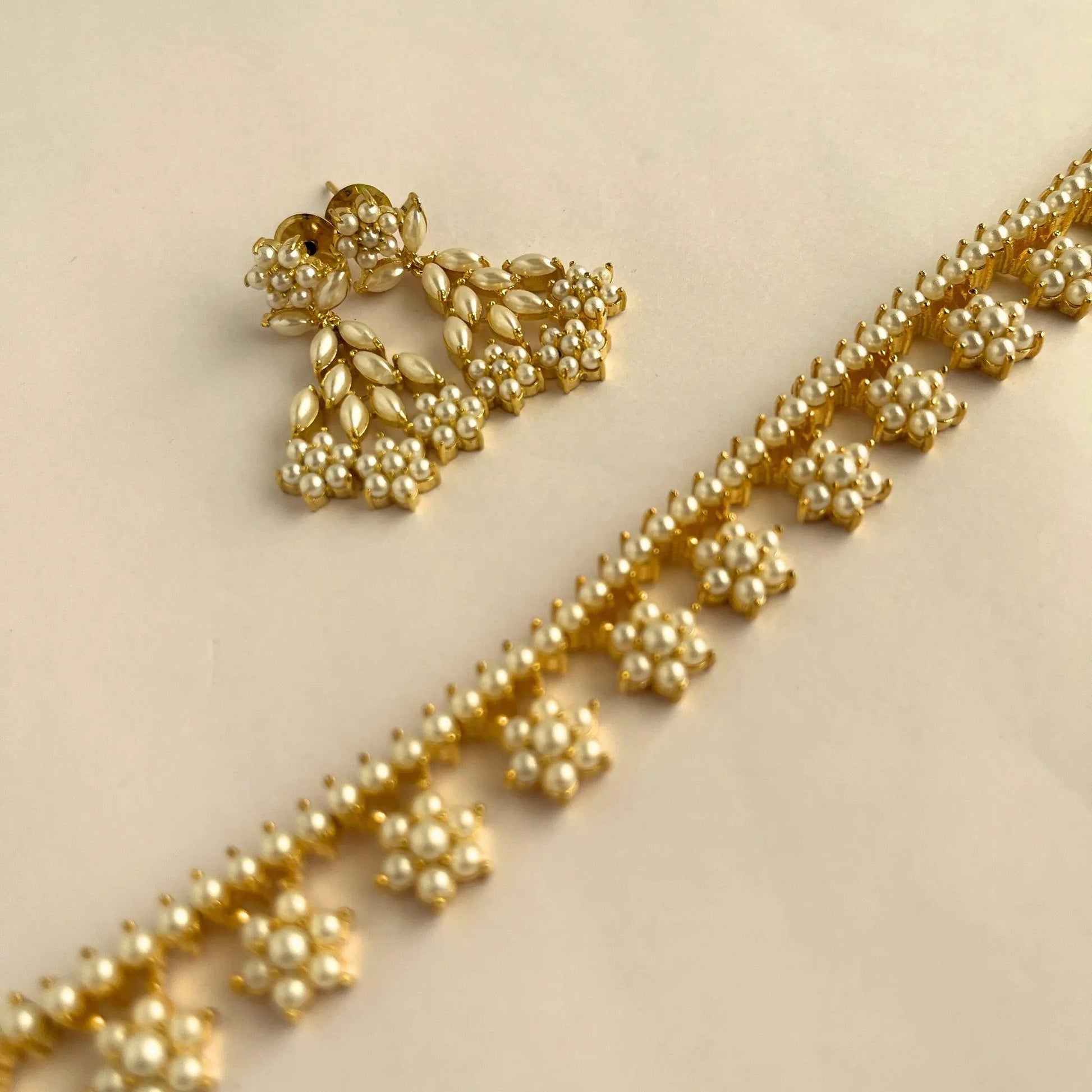 Moti Gold Plated Necklace Set 10001 - Jewelit