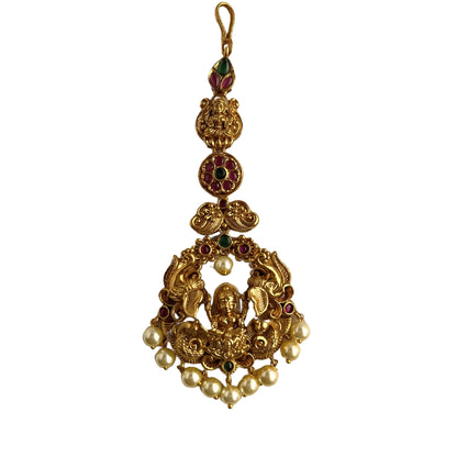 Gold Plated Stone Studded Antique Maang Tika 10001