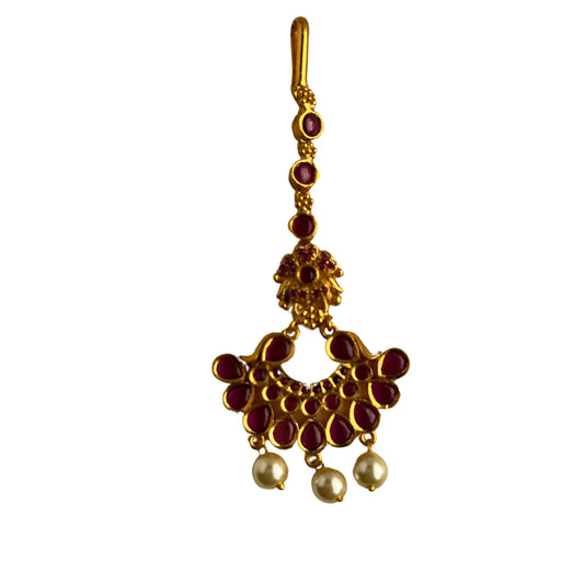 Gold Plated Stone Studded Antique Maang Tika 10003