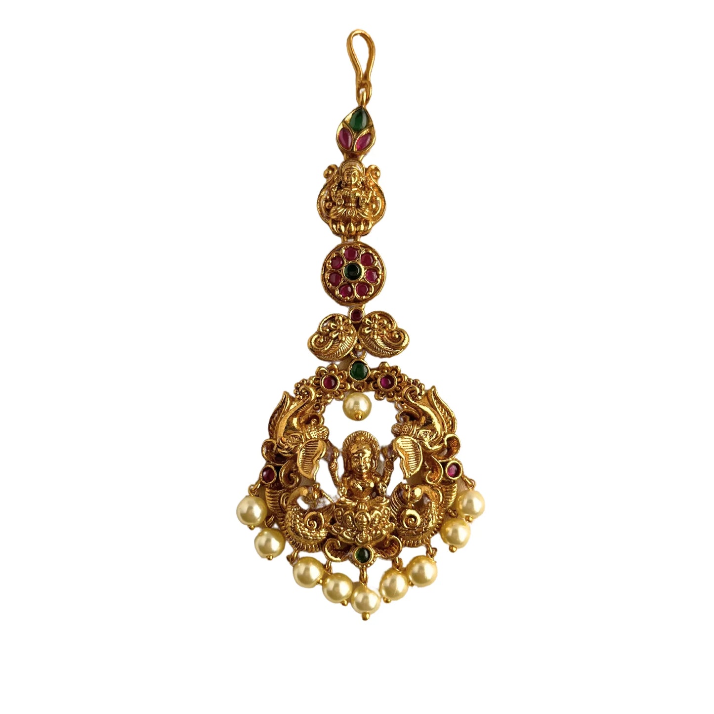 Gold Plated Stone Studded Antique Maang Tika 10001