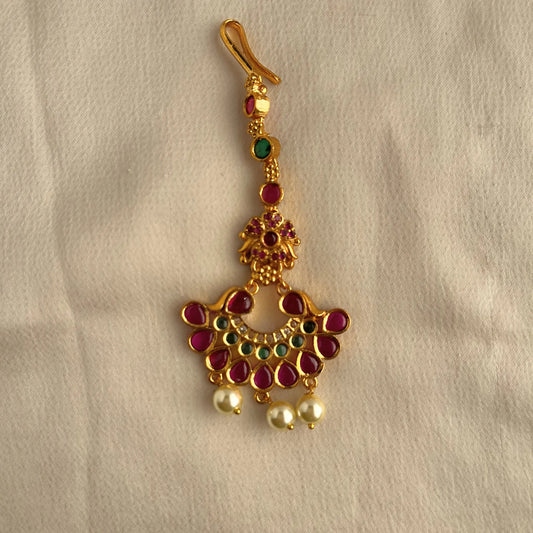 Gold Plated Stone Studded Antique Maang Tika 10002