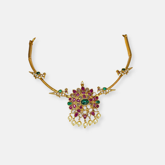 Gold Plated Temple Hasli Necklace Set Without Earrings 10007