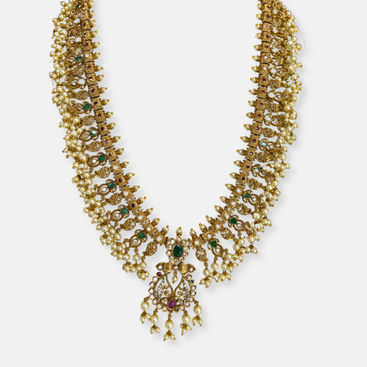 Temple Long Necklace Set With Earrings 10002