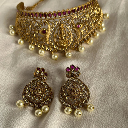 Gold Plated Temple Necklace Set 10003