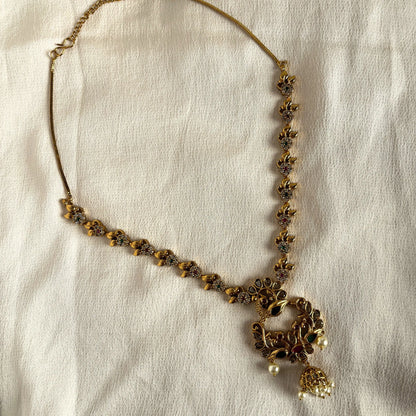 Gold Plated Temple Necklace Set Without Earrings 10015