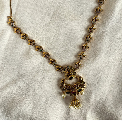 Gold Plated Temple Necklace Set Without Earrings 10015