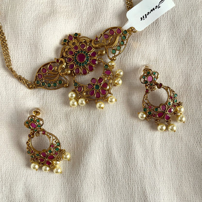 Gold Plated Temple Choker Necklace Set 10004