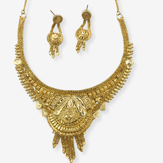 Gold Plated Necklace Set with Earrings 10012