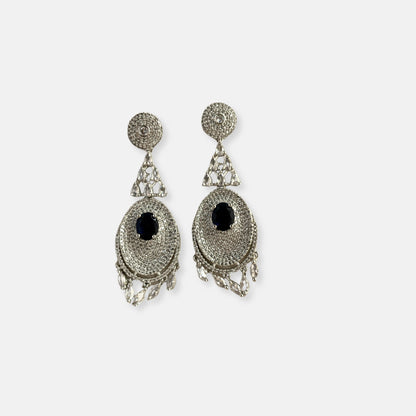 Silver Plated Cubic Zirconia Earrings-10012 - Jewelit