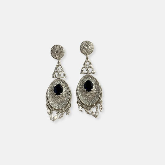 Silver Plated Cubic Zirconia Earrings-10012 - Jewelit