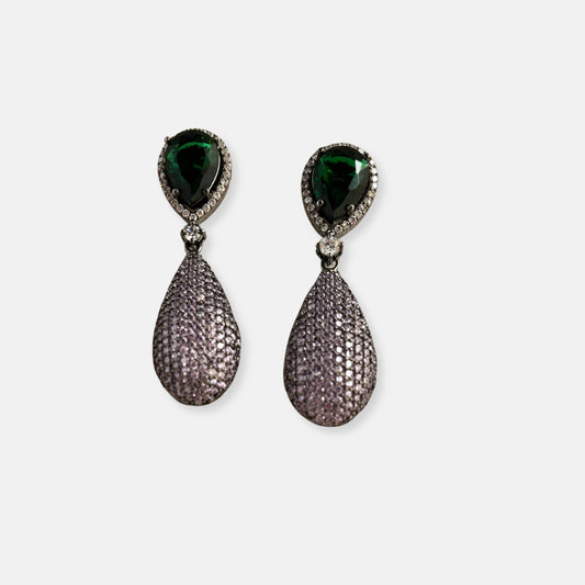 Silver Plated Cubic Zirconia Earrings-10011 - Jewelit