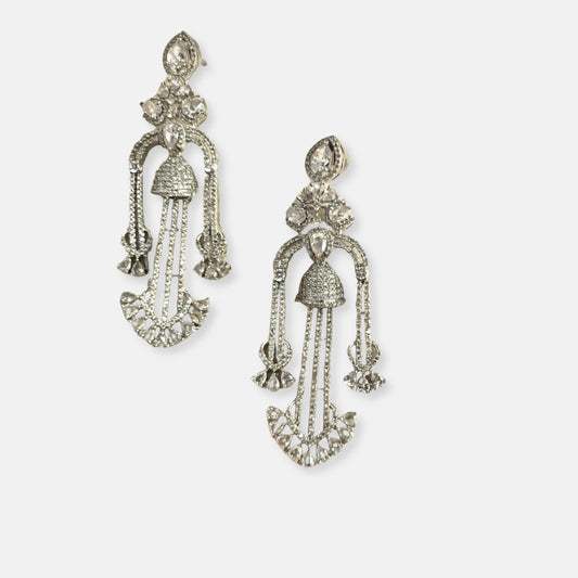 Silver Plated Cubic Zirconia Earrings-10007 - Jewelit