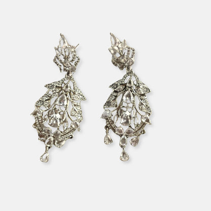 Silver Plated Cubic Zirconia Earrings-10006 - Jewelit