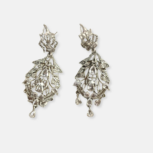 Silver Plated Cubic Zirconia Earrings-10006 - Jewelit