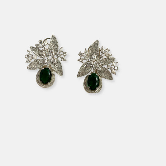 Silver Plated Cubic Zirconia Earrings-10018 - Jewelit