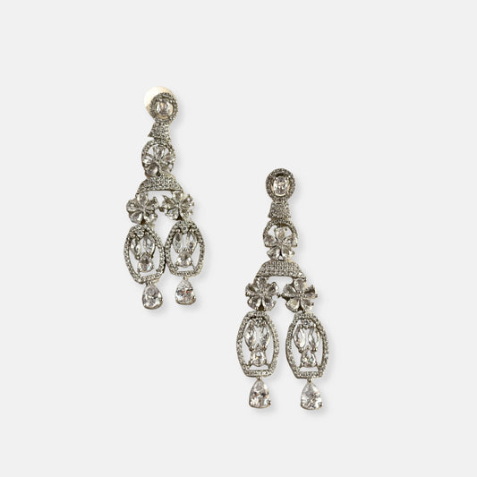 Silver Plated Cubic Zirconia Earrings-10003 - Jewelit