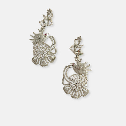 Silver Plated Cubic Zirconia Earrings-10002 - Jewelit