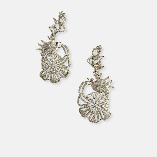Silver Plated Cubic Zirconia Earrings-10002 - Jewelit
