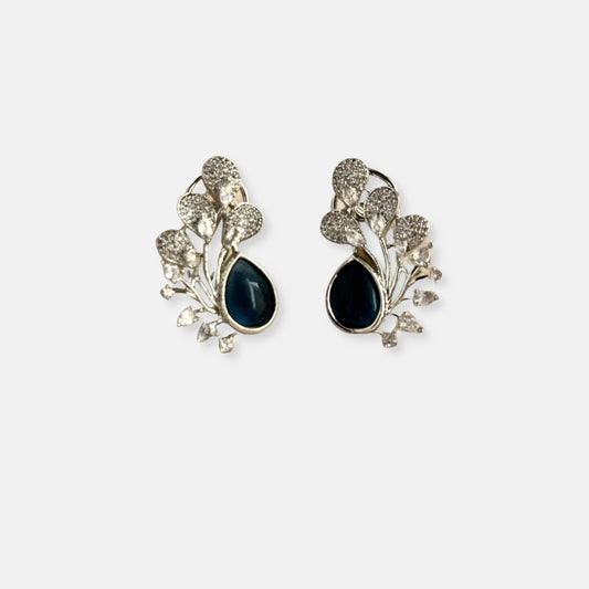 Silver Plated Cubic Zirconia Earrings-10019 - Jewelit