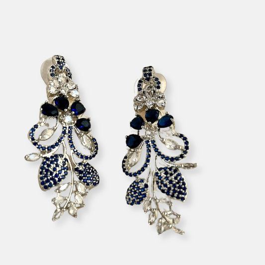 Silver Plated Cubic Zirconia Earrings-10020 - Jewelit