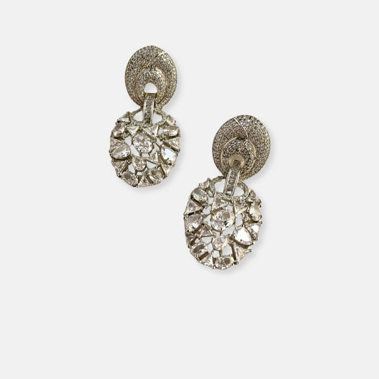 Silver Plated Cubic Zirconia Earrings-10024 - Jewelit