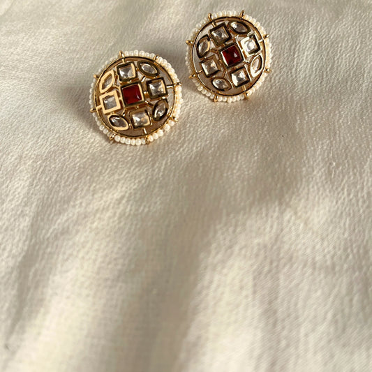 Kundan Earrings Jewelit Red